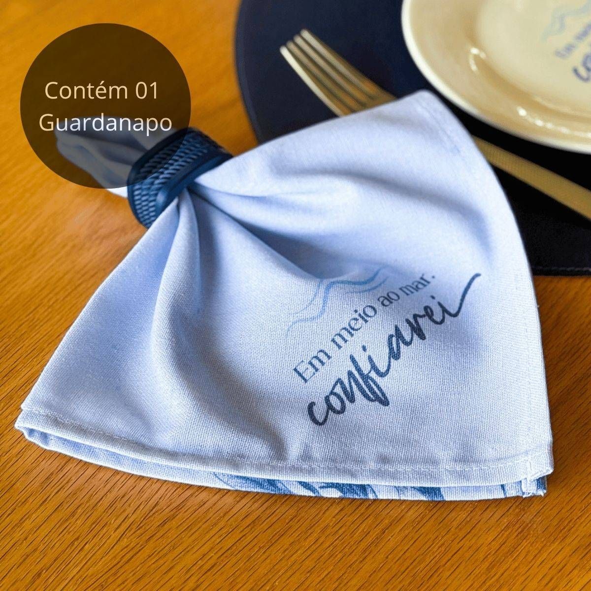 Guardanapo Azul em Linho Misto - Coleção Peixes
