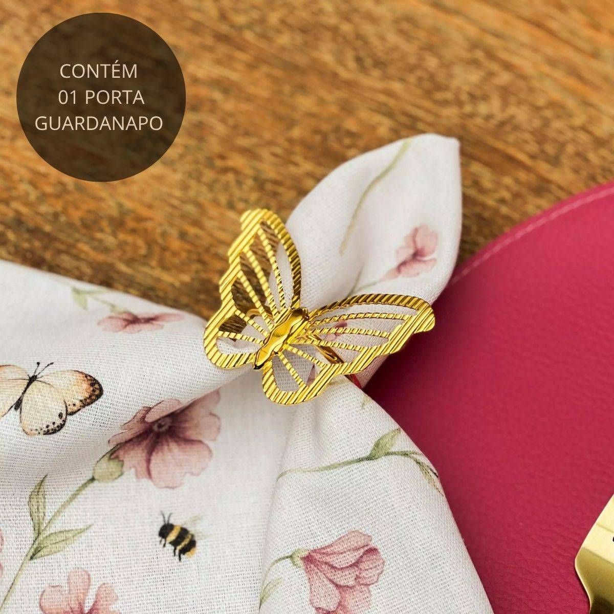 Porta Guardanapo Borboleta Dourado de Metal - Jardim Regado