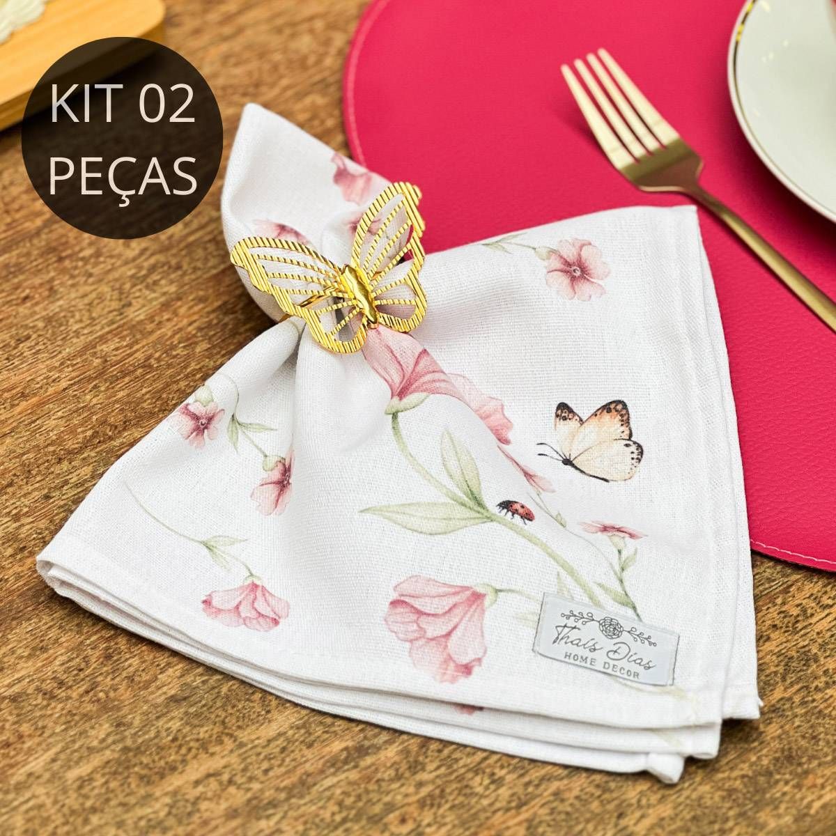 Kit Guardanapo + Porta Guardanapo - Jardim Regado