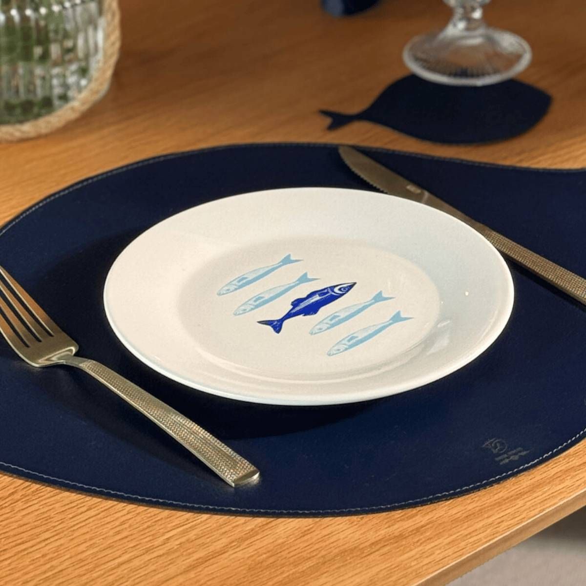 Prato de Sobremesa de Porcelana Peixes - Coleção Peixes