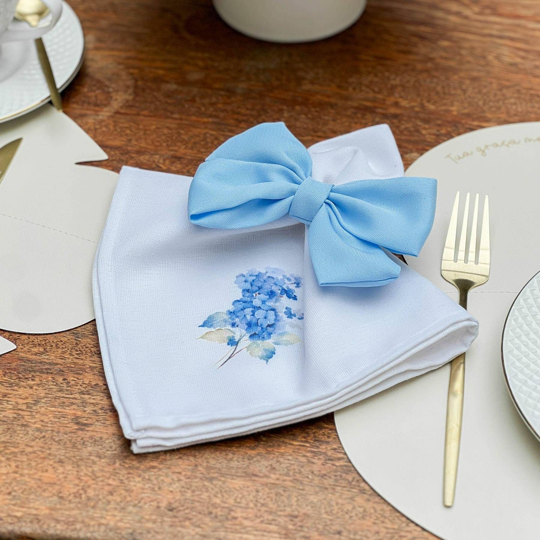 Guardanapo em Linho Misto - Coleção Hortênsias