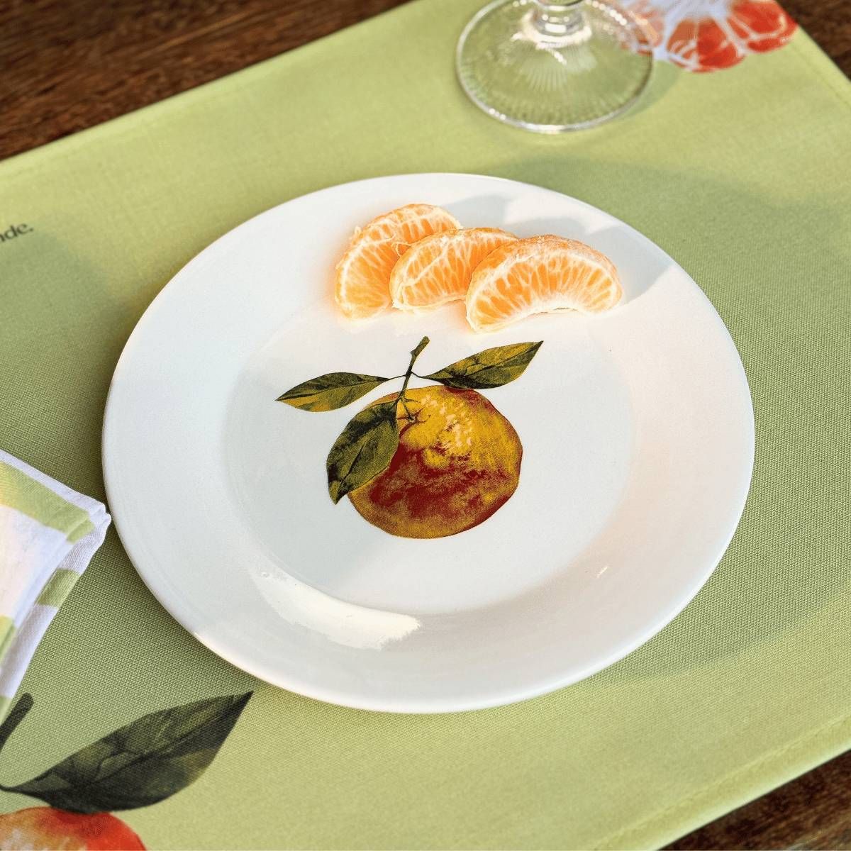 Prato de Sobremesa de Porcelana Tangerina - Coleção Tangerinas