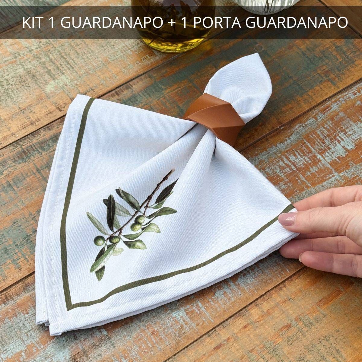 Kit 1 Guardanapo + 1 Porta Guardanapo Coleção Oliveira