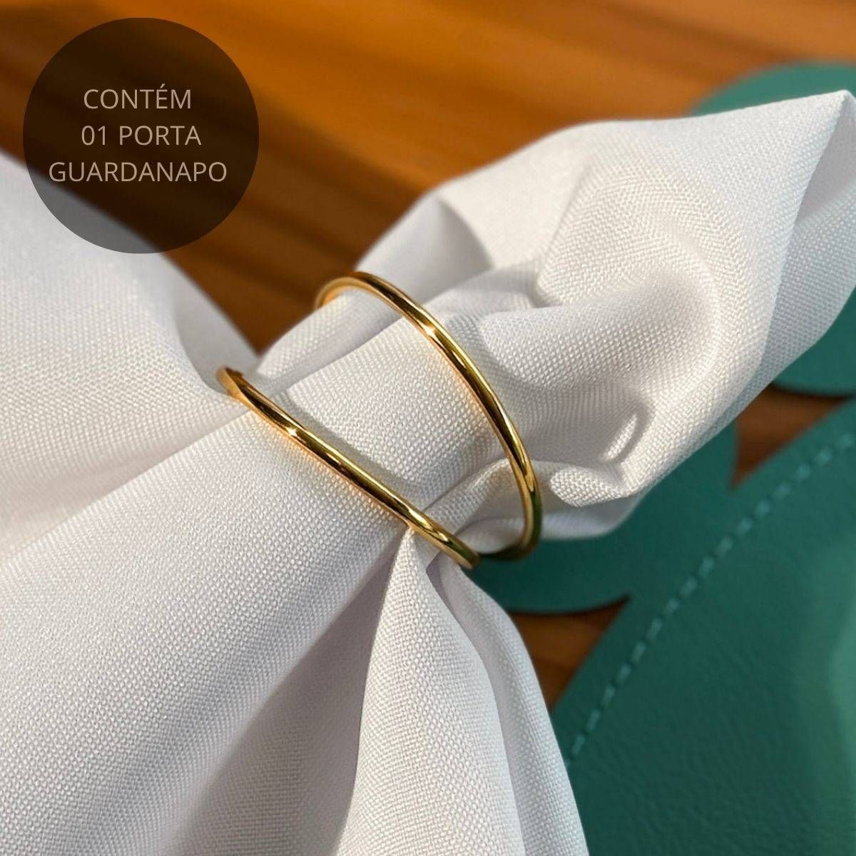 Porta Guardanapo Argola Dupla Metal Dourada - Coleção Elo Perfeito