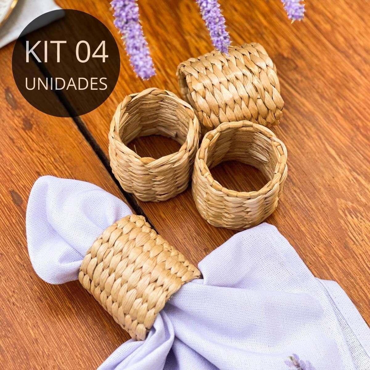 Kit 4 Porta Guardanapos de Fibra Natural - Coleção Jardim de Lavandas