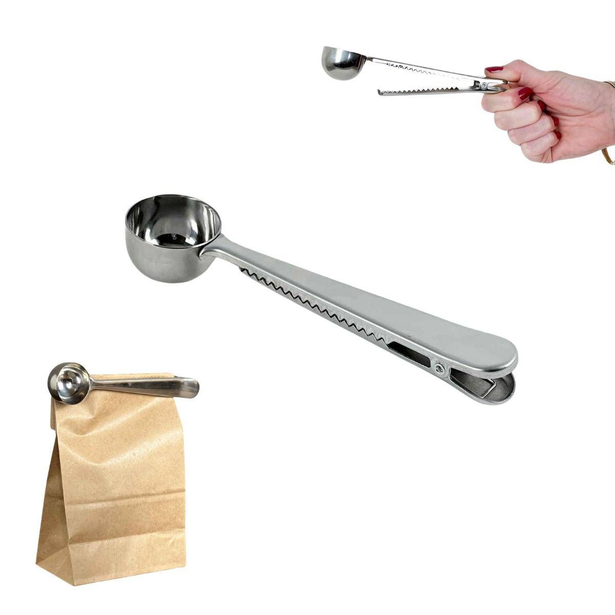 Colher Medidora para Café com Cabo Prendedor de Aço Inox