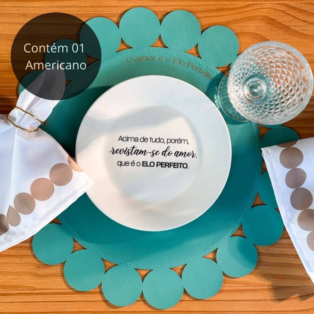 Americano em Couro Ecológico  Turquesa - Coleção Elo Perfeito