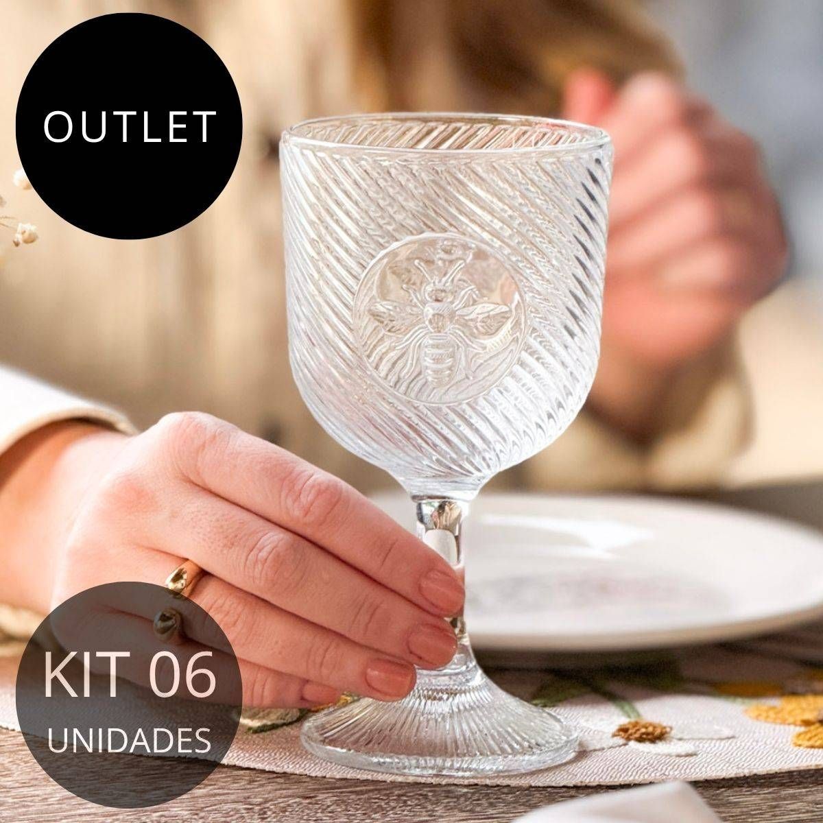 OUTLET Jogo 6 Taças de Vidro Bee Happy - Tuut 370ml