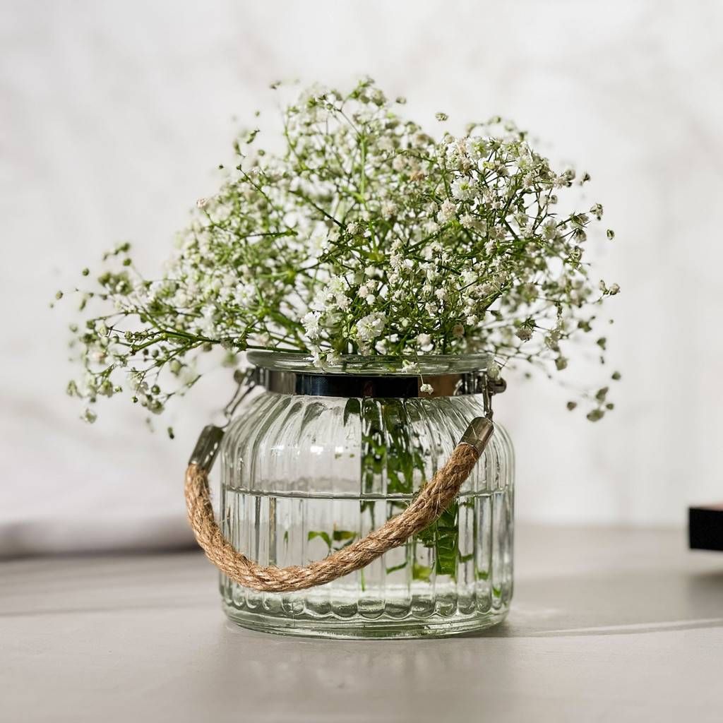 Vaso de Vidro Canelado com Alça Rústica - 700ML