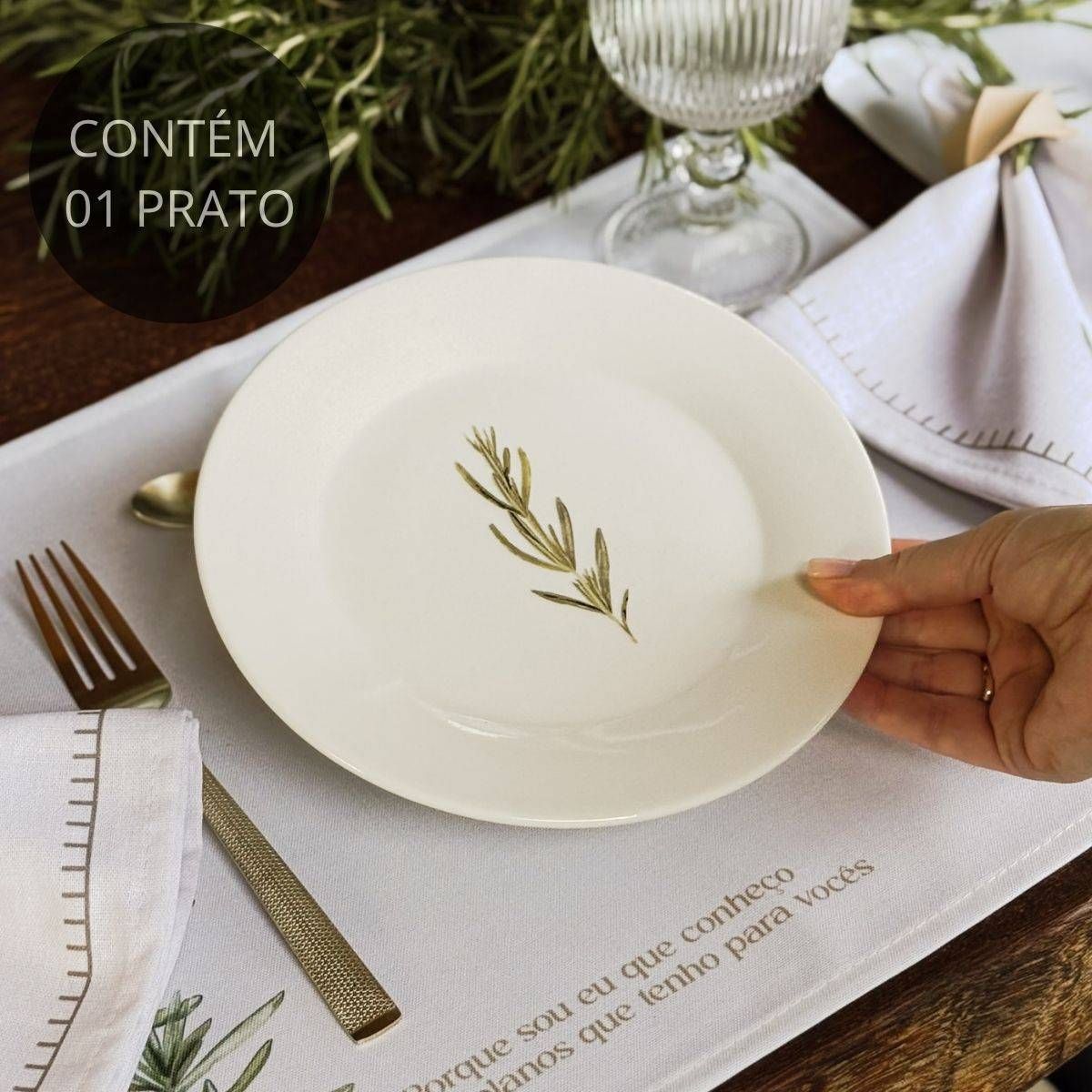 Prato de Sobremesa de Porcelana - Coleção Alecrim