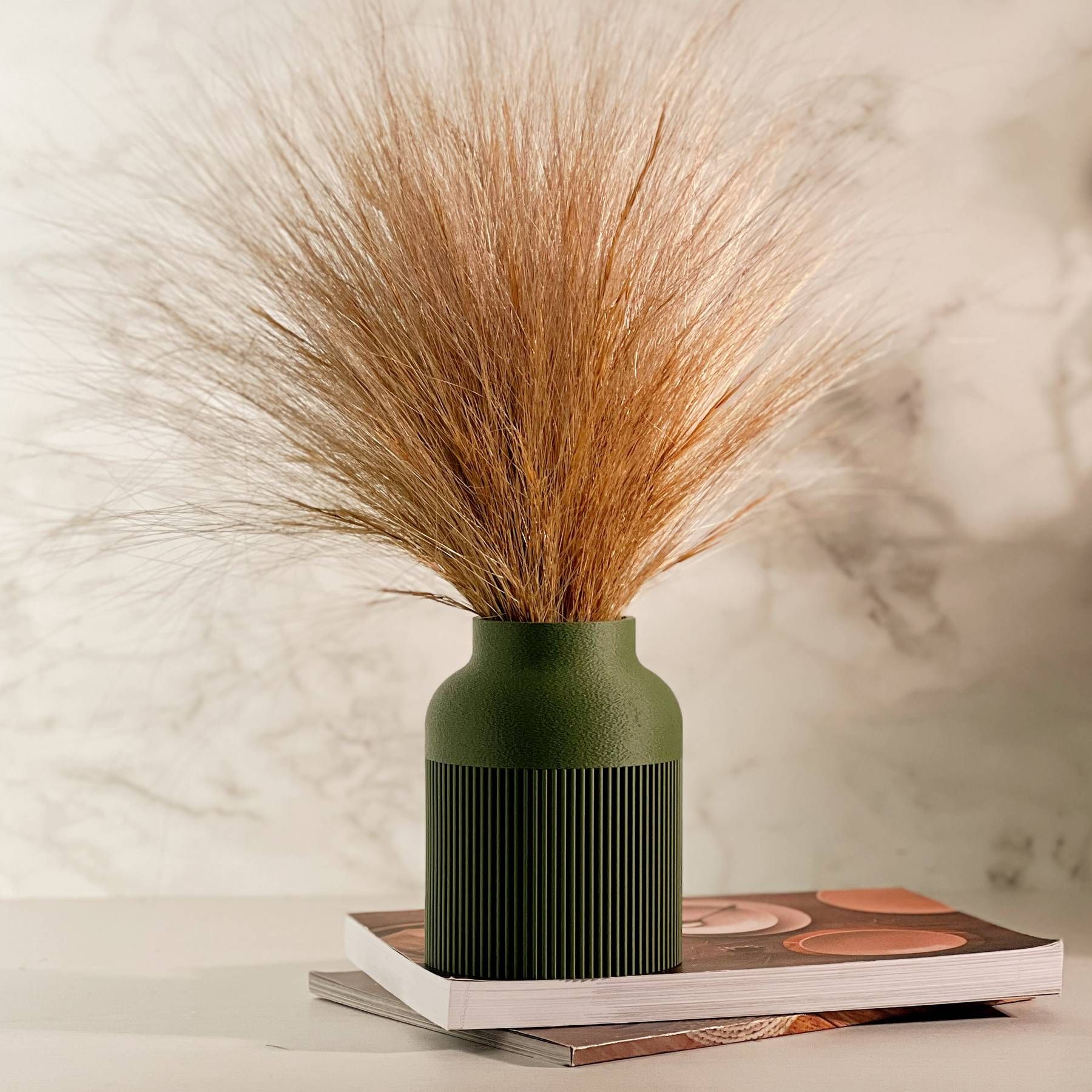 Vaso Canelado Textura Minimalista - Verde