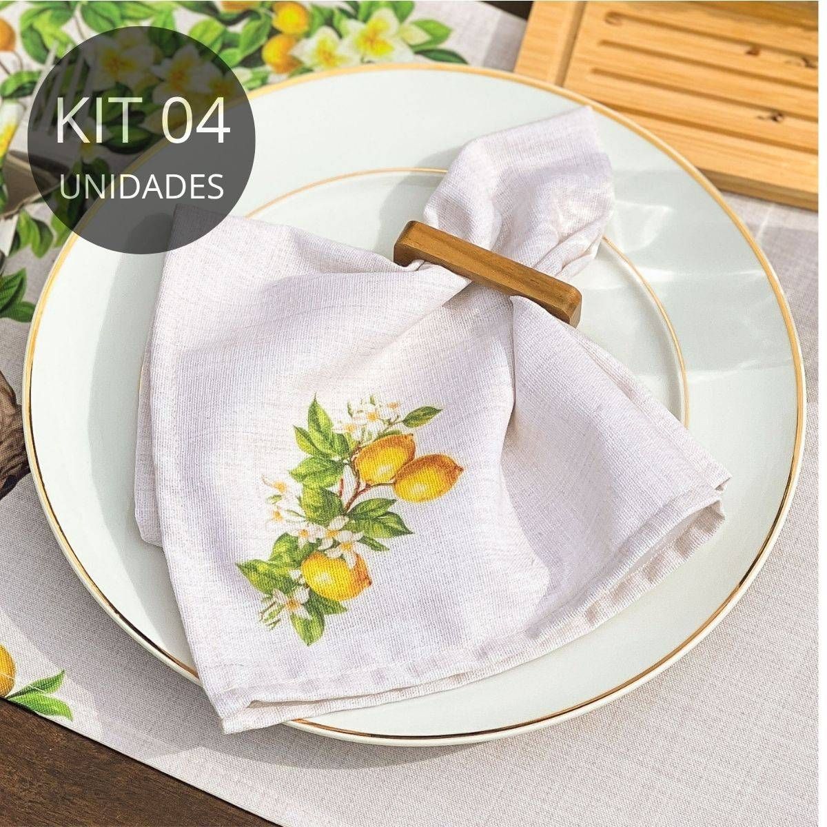 Kit 4 Guardanapos de Linho Limão Siciliano