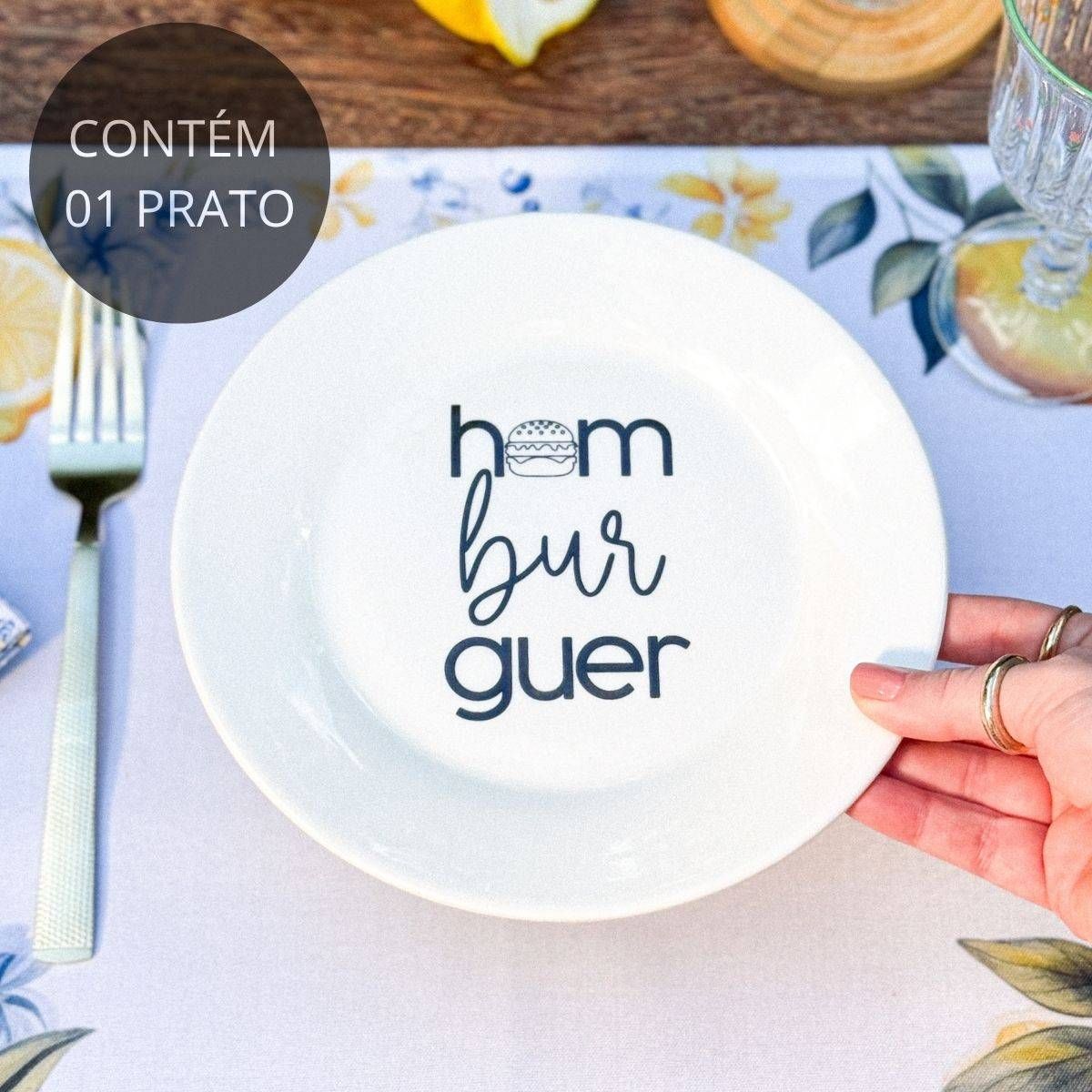 Prato de Porcelana Hambúrguer - 20cm