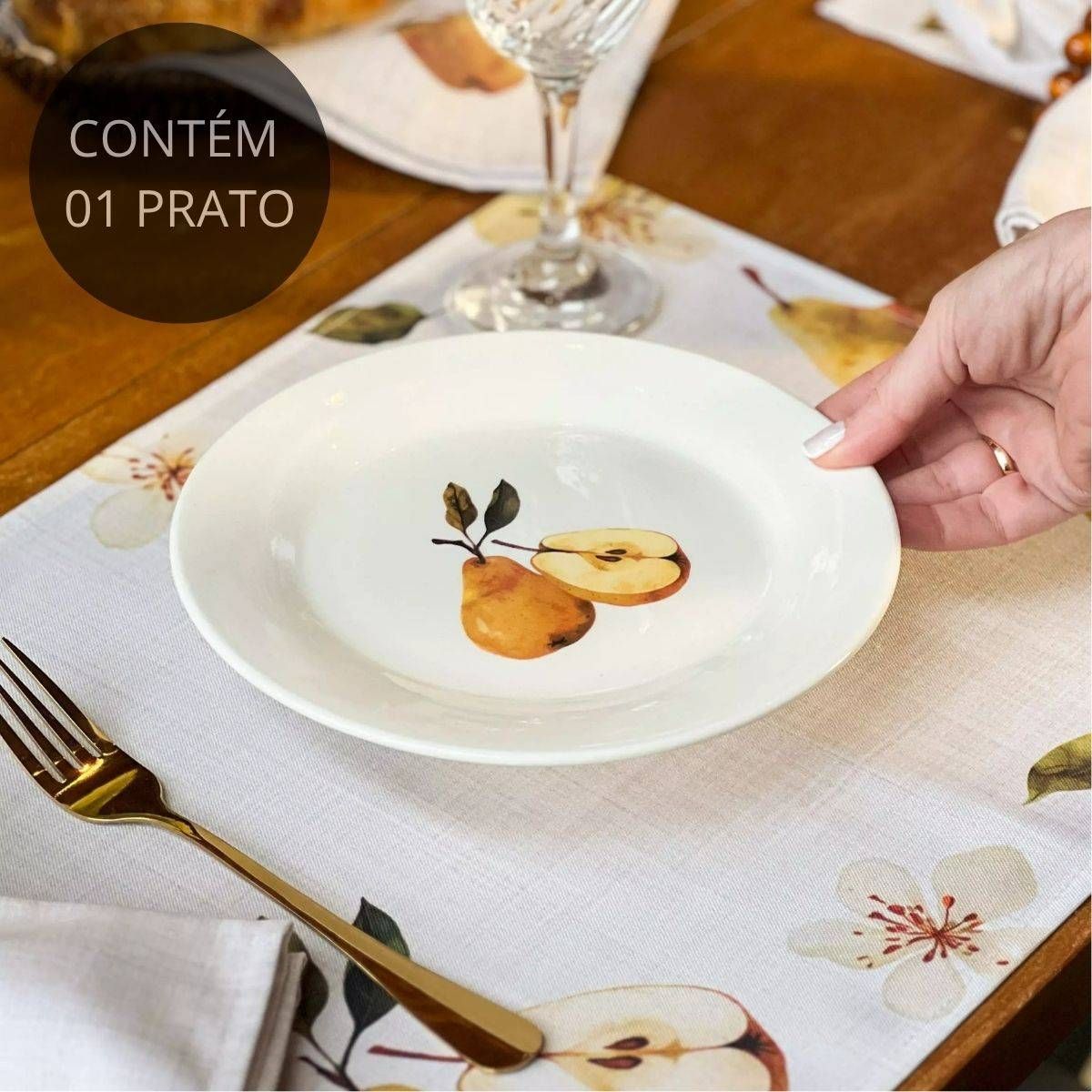 Prato de Sobremesa de Porcelana - Coleção Peras
