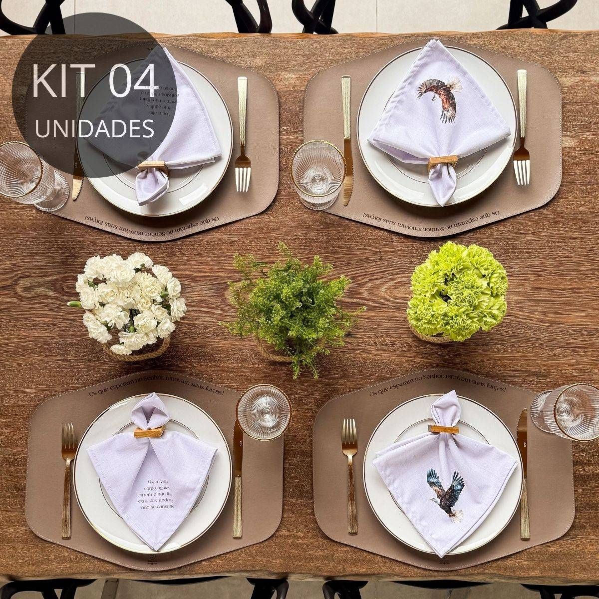Kit 4 Americanos em Couro Ecológico Fendi - Coleção Águias