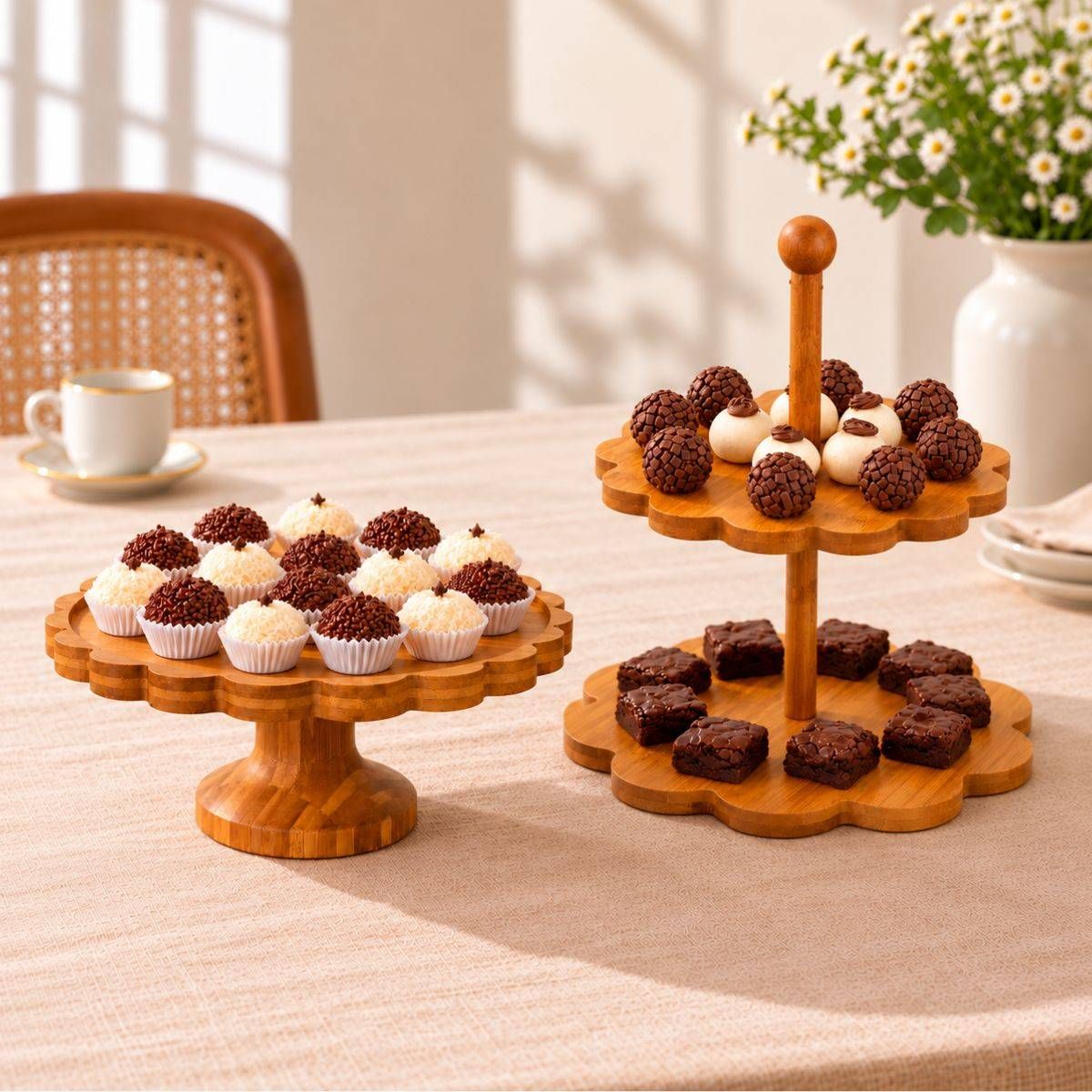 Suporte Para Doces + Boleira de Bambu Carbon Wolff