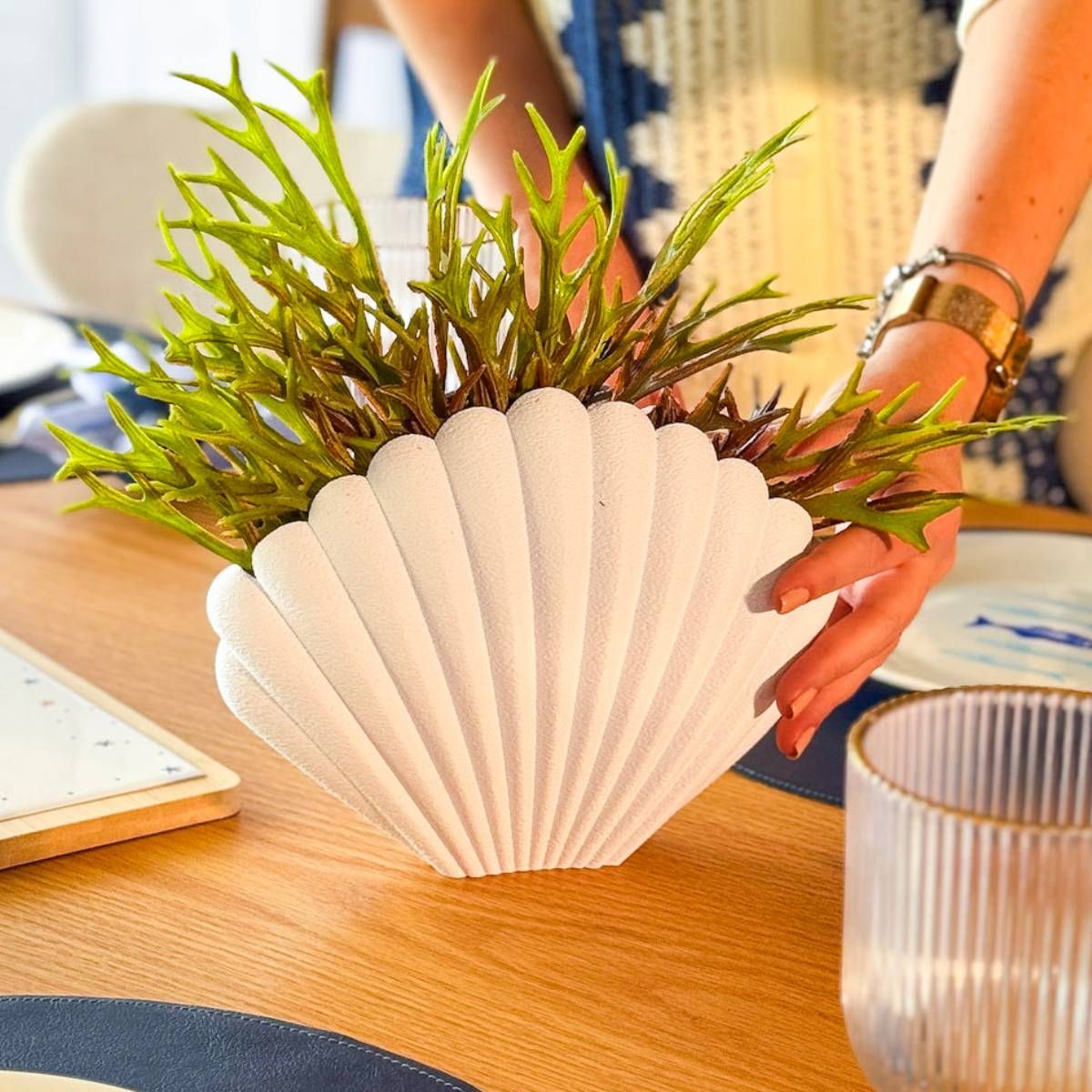 Vaso em Formato de Concha Branco - Coleção Peixes