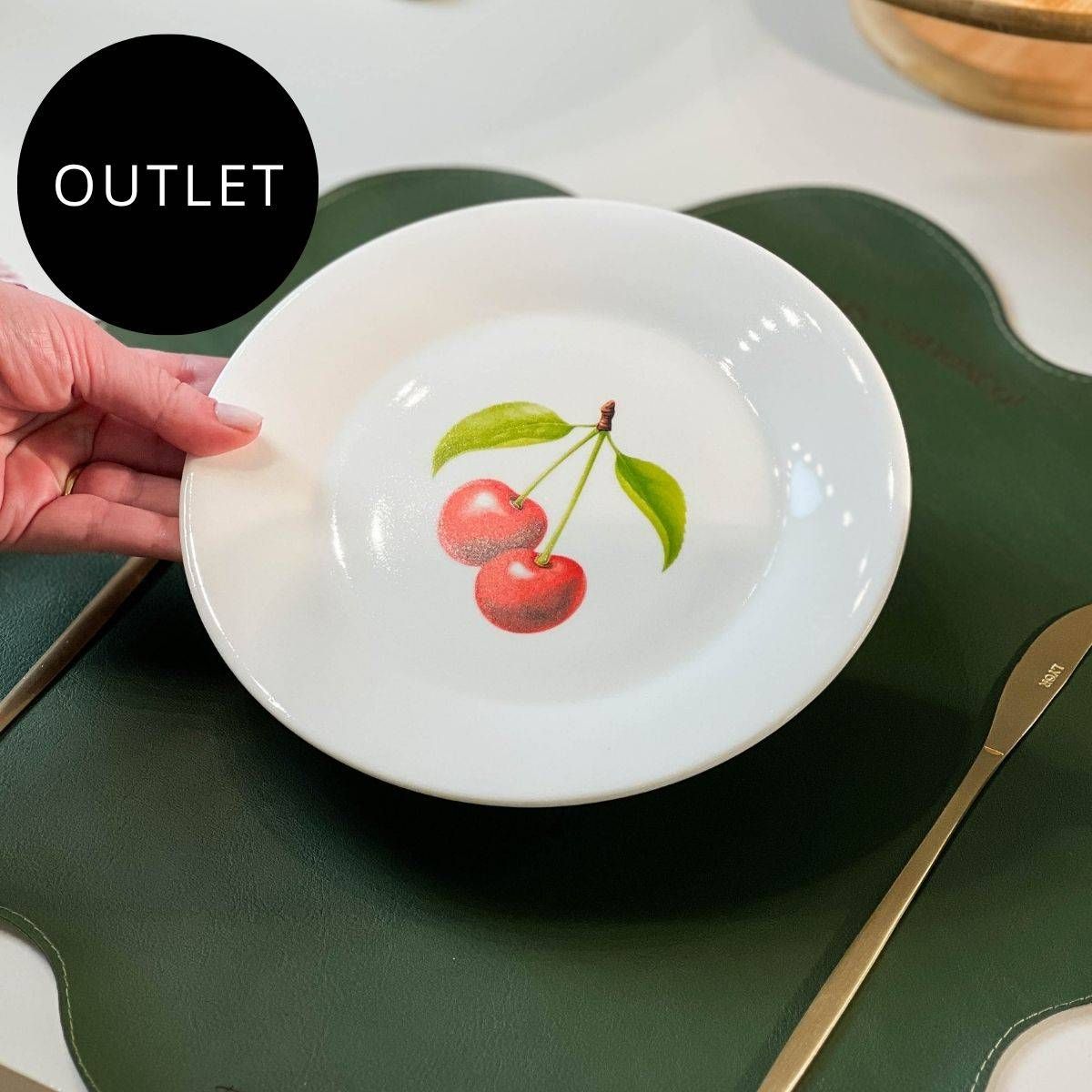 OUTLET Prato de Sobremesa de Porcelana - Coleção Cerejas