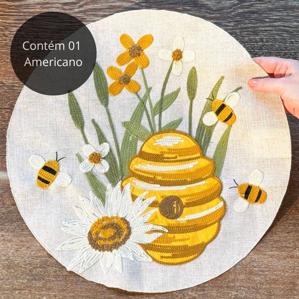 Americano Redondo Bordado Bee Happy