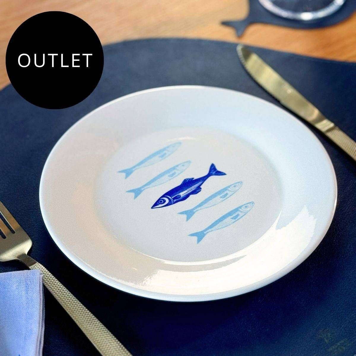 OUTLET Prato de Sobremesa de Porcelana Peixes - Coleção Peixes