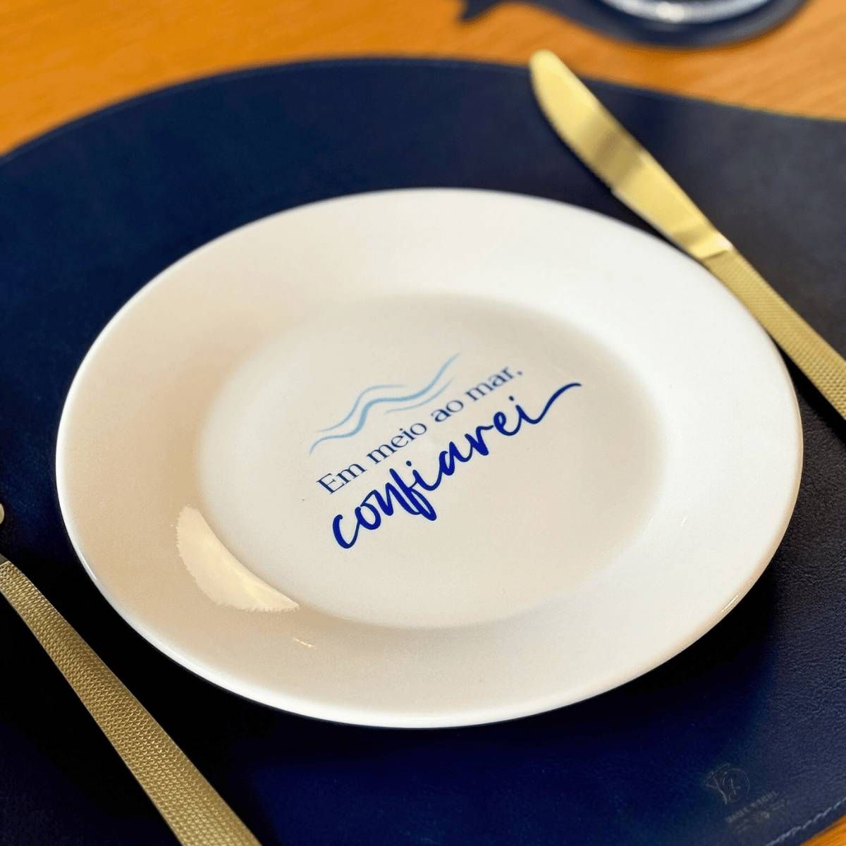 Prato de Sobremesa de Porcelana Mar - Coleção Peixes