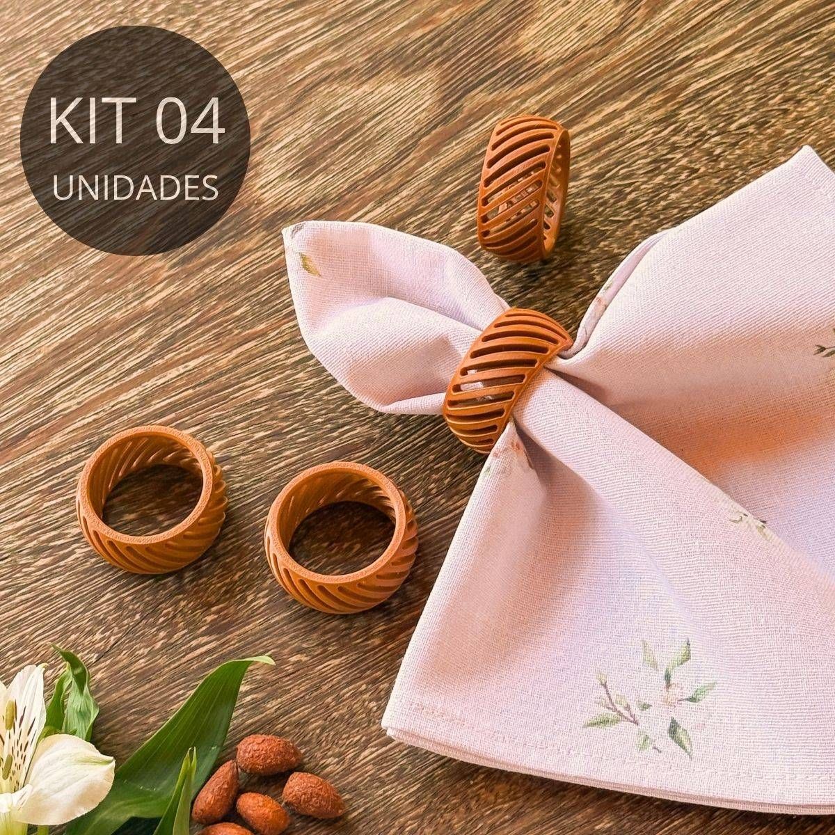 Kit 4 Porta Guardanapos Vazado Caramelo - Coleção Amêndoas