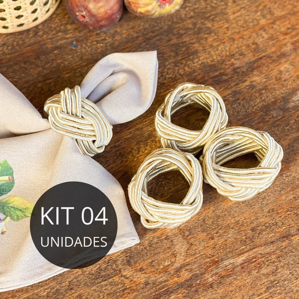 Kit 4 Porta Guardanapos Argolas de Cordão - Coleção Figueira