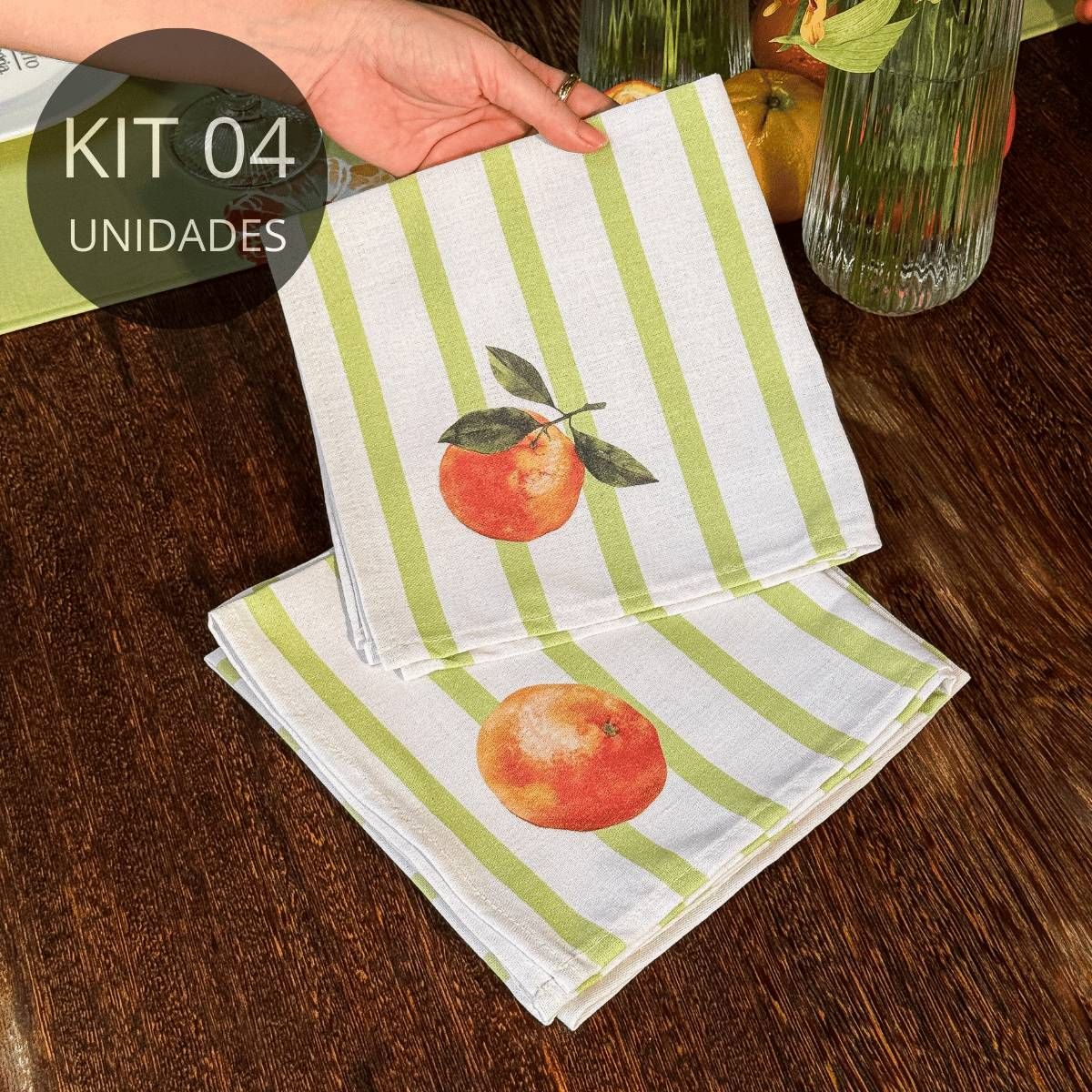 Kit 4 Guardanapos de Linho - Coleção Tangerinas