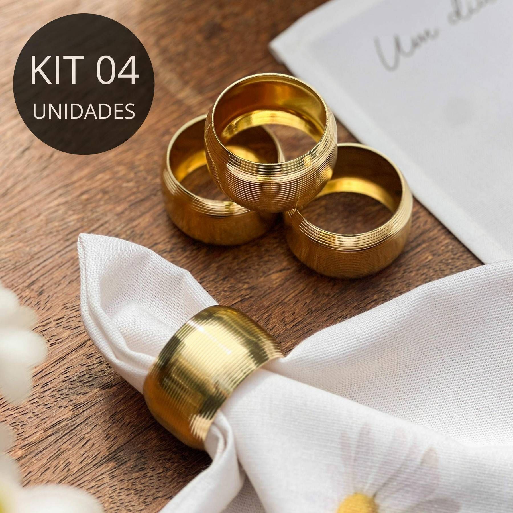 OUTLET Kit 4 Porta Guardanapos em Metal Dourado