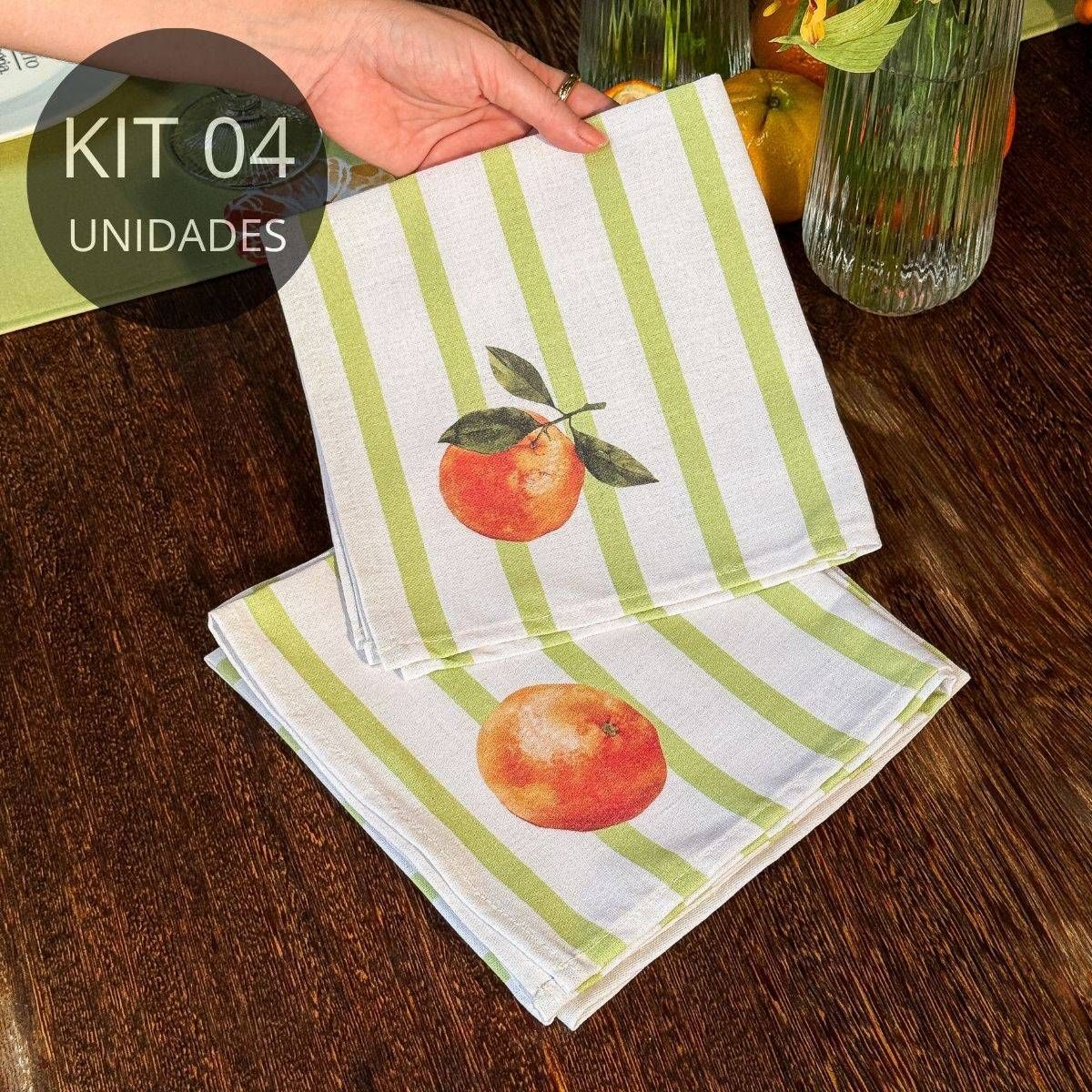 Kit 4 Guardanapos de Linho - Coleção Tangerinas