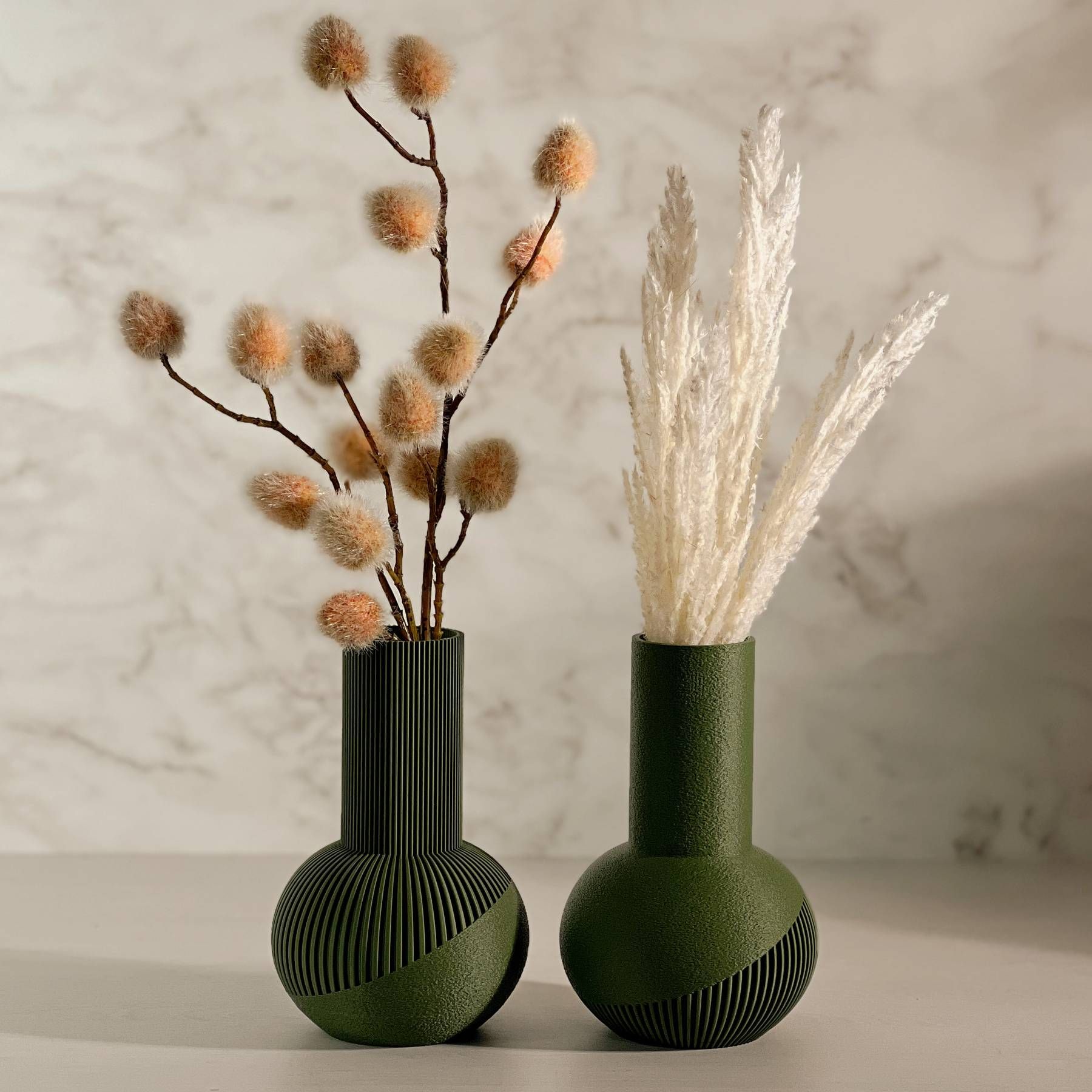 Kit 2 Vasos Bulbo Canelado Textura - Verde