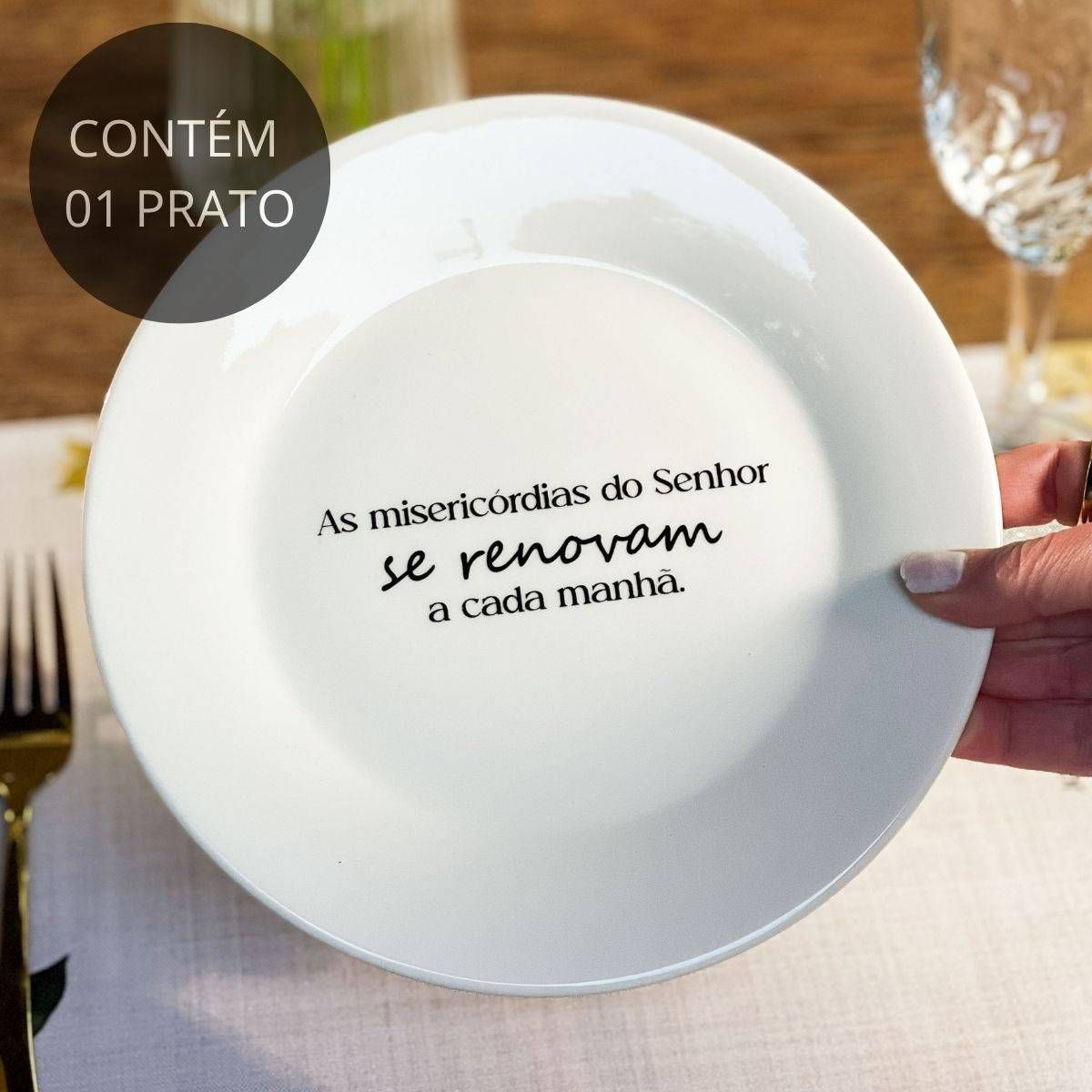 Prato de Sobremesa com Frase "As misericórdias do Senhor..."