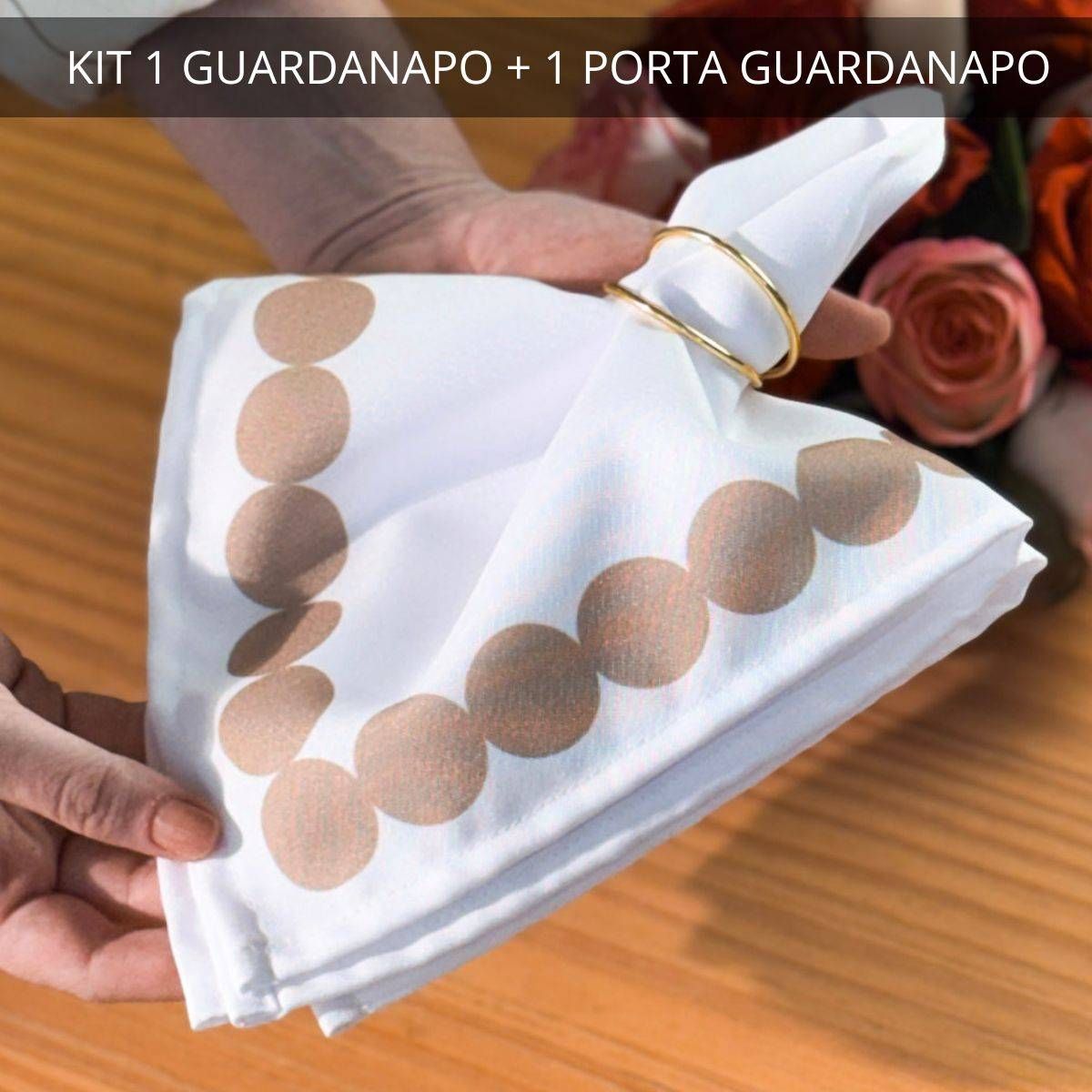 Kit 1 Guardanapo + 1 Porta Guardanapo Coleção Elo Perfeito