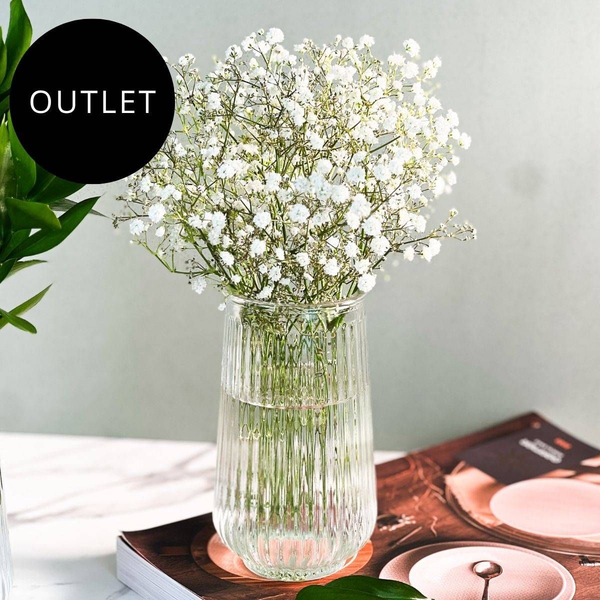 OUTLET Vaso de Vidro Canelado Slim 15cm - 550ml