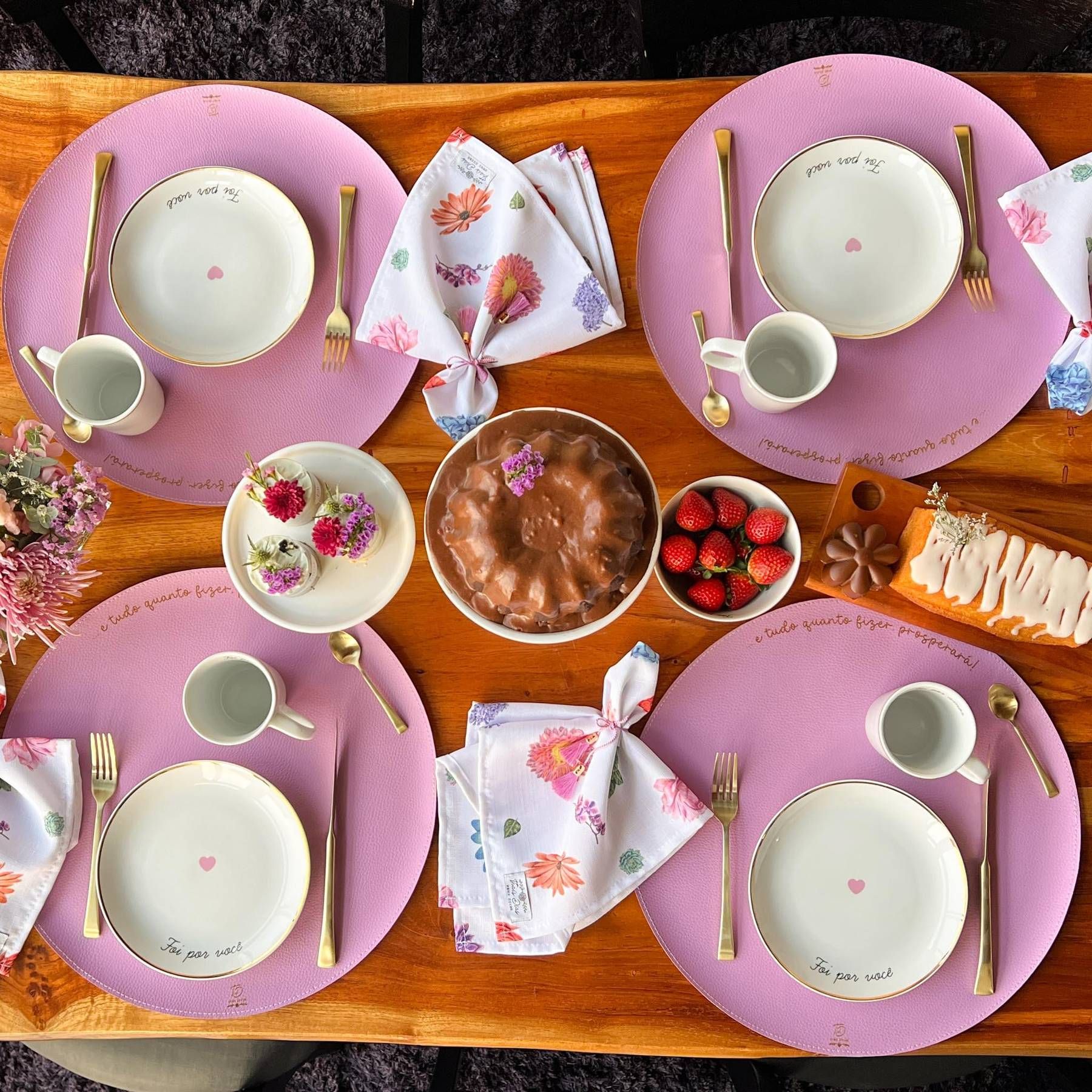 Kit 4 Americanos em Couro Ecológico Lilás