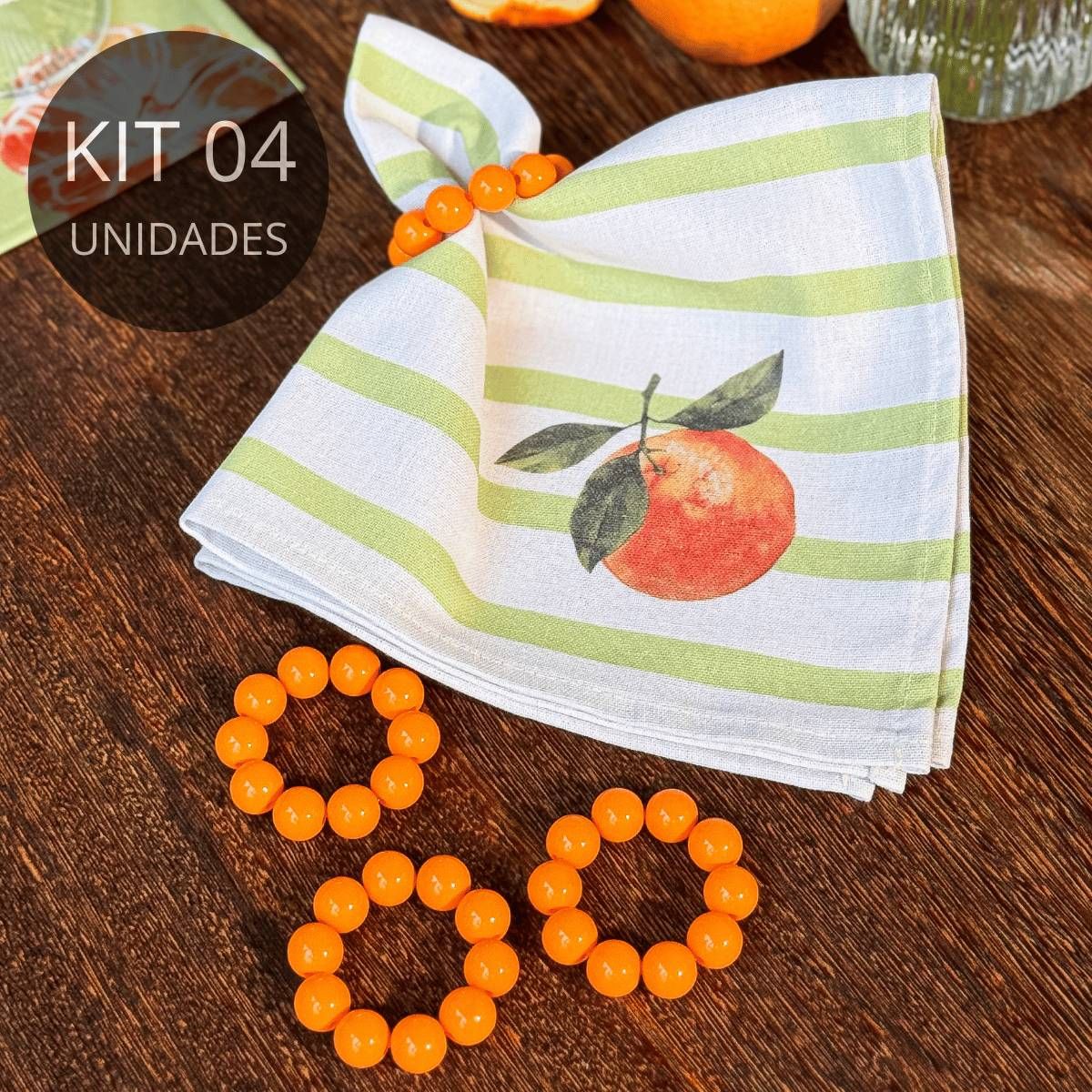 Kit 4 Porta Guardanapos de Bolas Laranja - Coleção Tangerinas