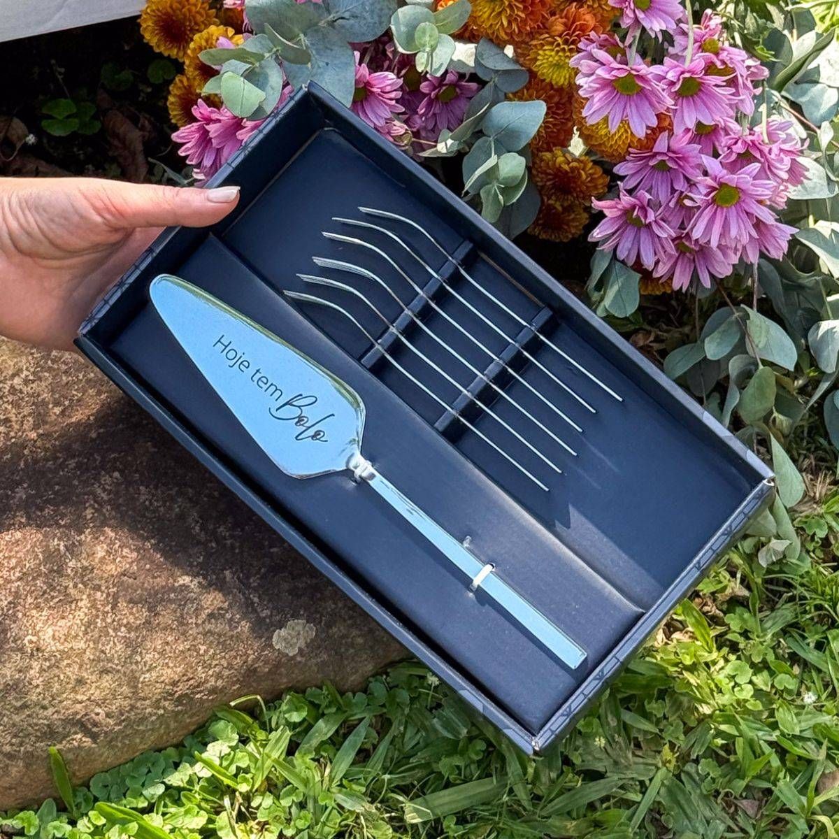 Conjunto 7 Peças Espátula e 6 Garfos para Sobremesa Firenze Aço Inox -  ''Hoje tem bolo''