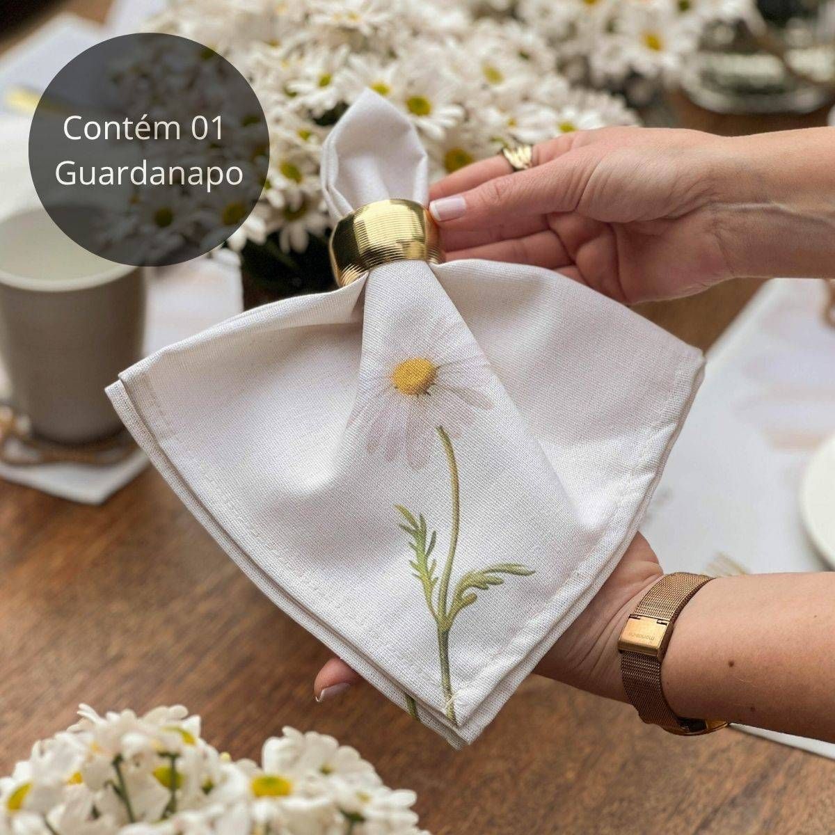 Guardanapo em Linho Misto - Coleção Margaridas