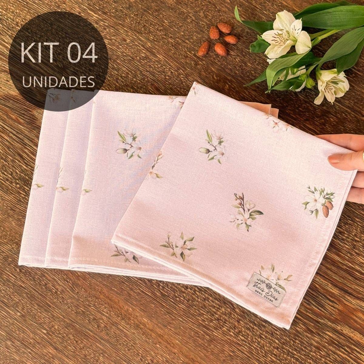 Kit 4 Guardanapos - Coleção  Amêndoas