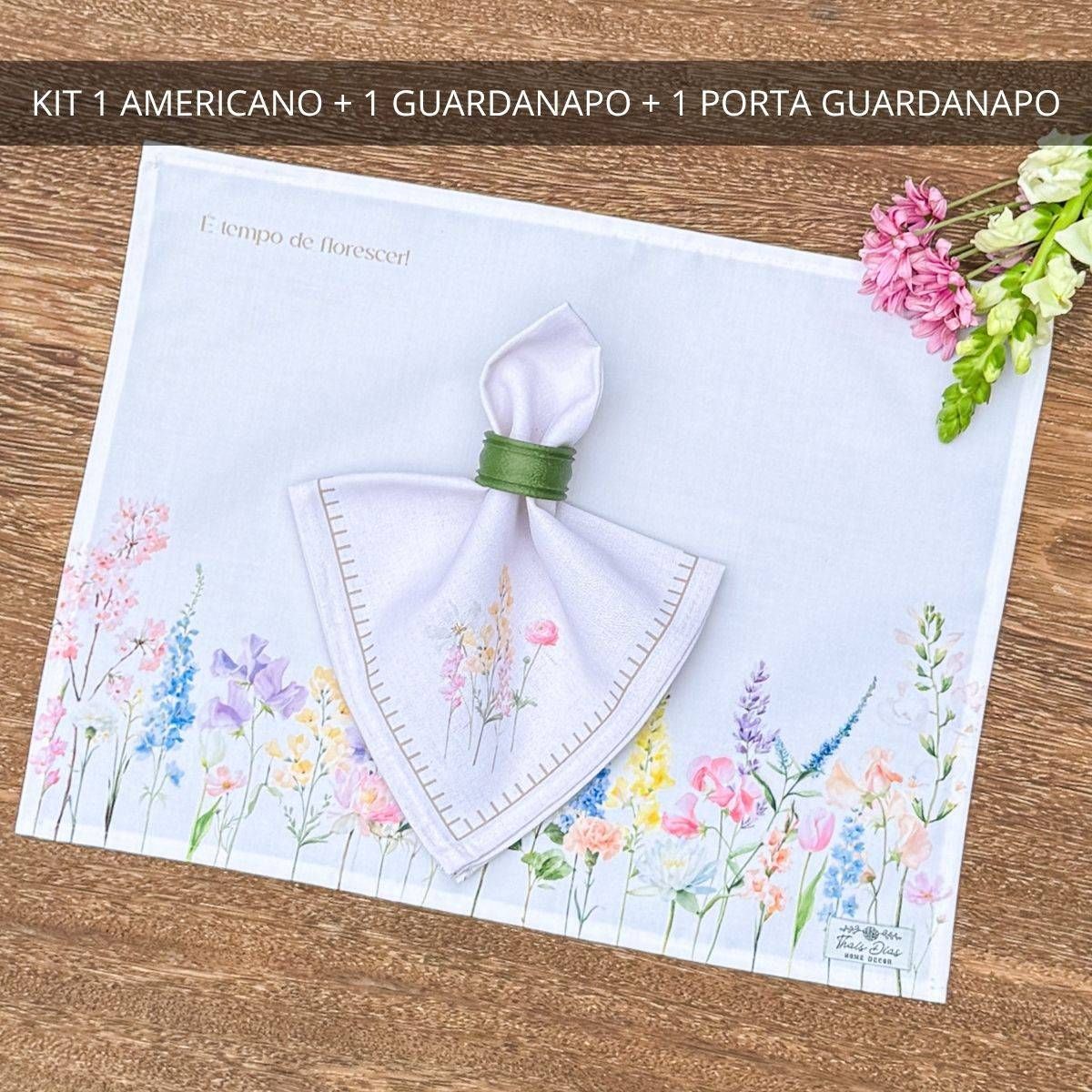 Kit 1 Americano + 1 Guardanapo + 1 Porta Guardanapo - Coleção Primavera