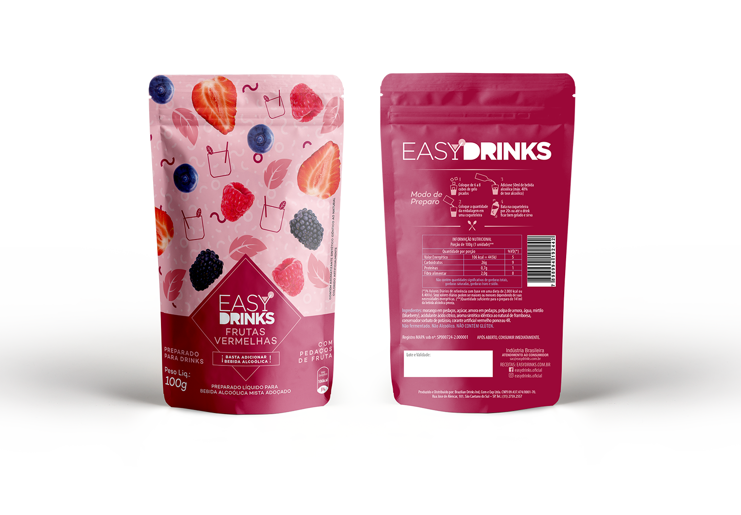 Preparado para bebidas sabor Frutas Vermelhas 100grs
