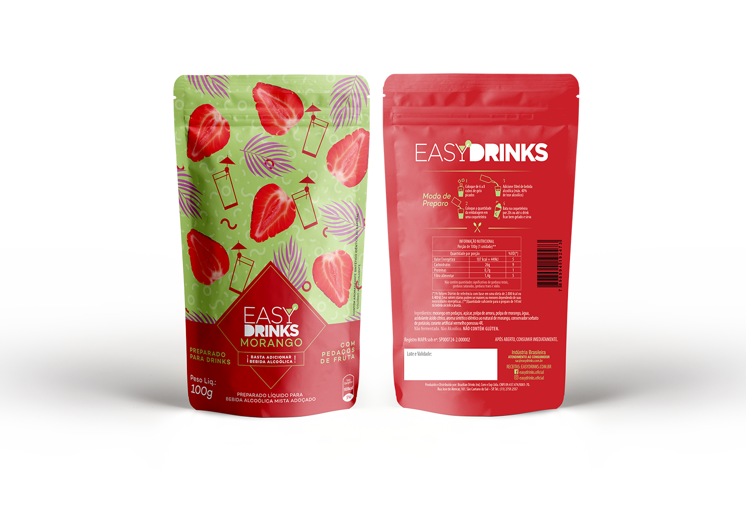 Preparado para bebidas sabor Morango 100grs