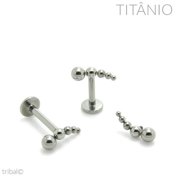 Labret Micro Cluster 5 Esferas Crescente Titânio