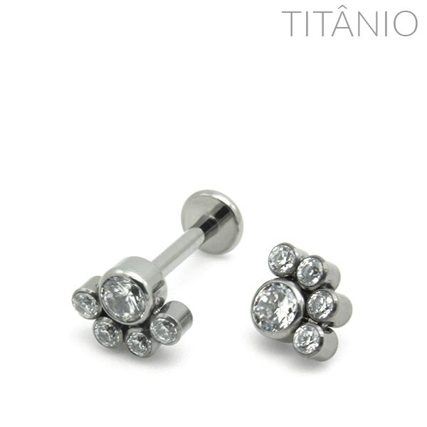 Labret Cluster 4 Pedras Pata Titânio