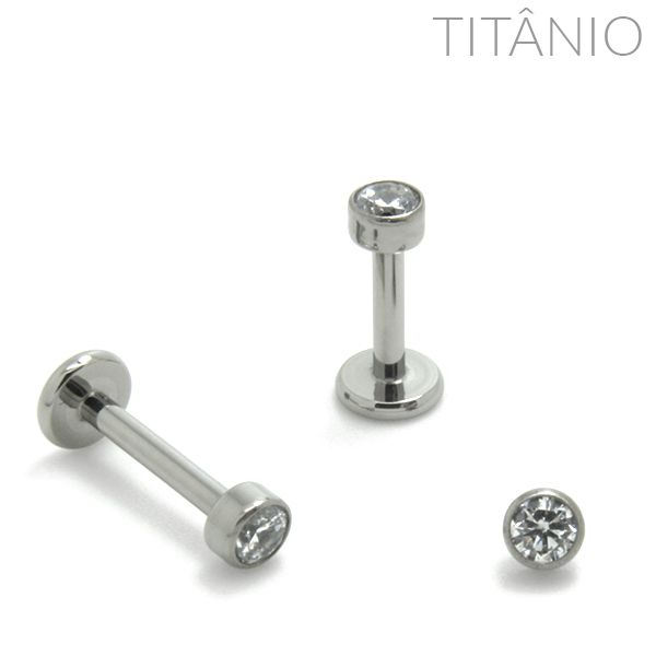 Labret Zircônia Disco Titânio