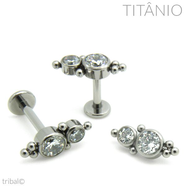 Labret Cluster Duplo 6 Esferas Titânio