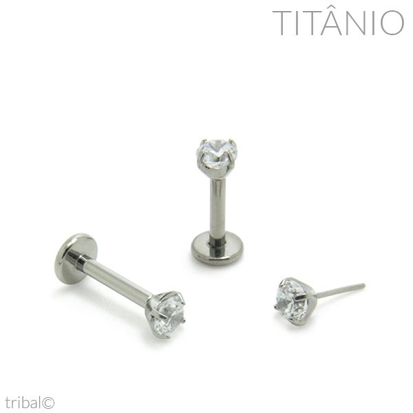 Labret Zircônia Garra Push Pin Titânio
