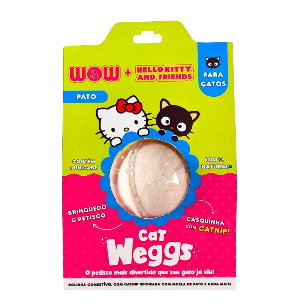 Petisco Weggs para Gatos Hello Kitty Pato e Catnip Wow 1 unidade