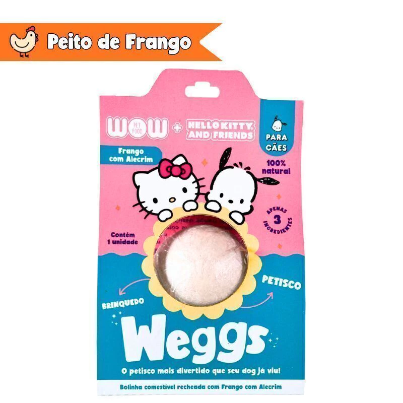 Petisco WOW Weggs Hello Kity para Cães Sabor Frango com Alecrim