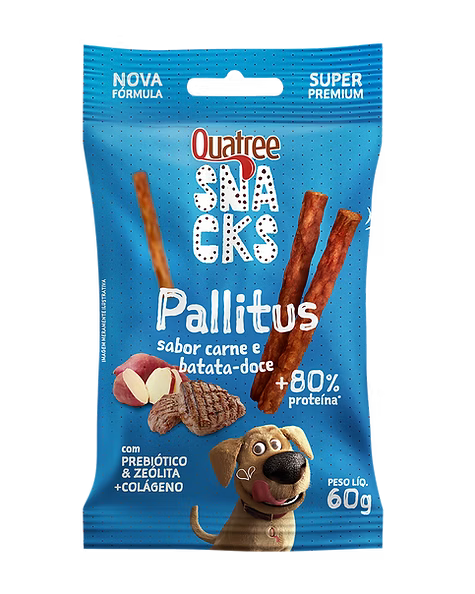 Quatree Snacks Pallitus Sabor Carne E Batata Doce 60g
